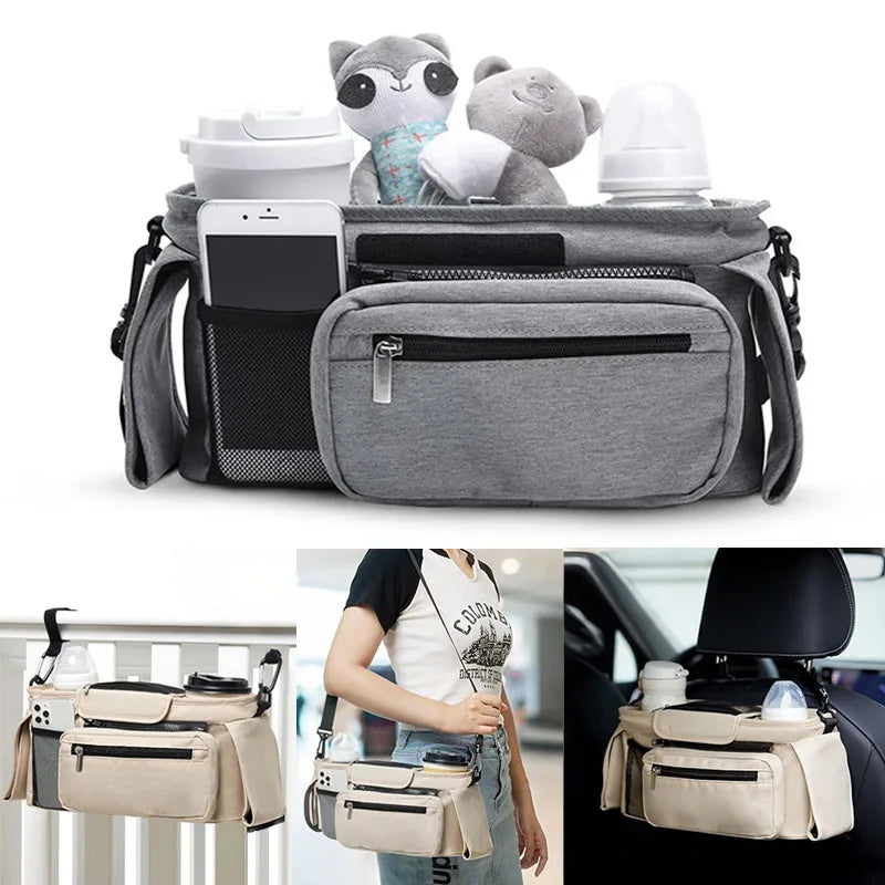 Stroller Organizer Bag – Large Capacity Storage with Phone & Bottle Holders