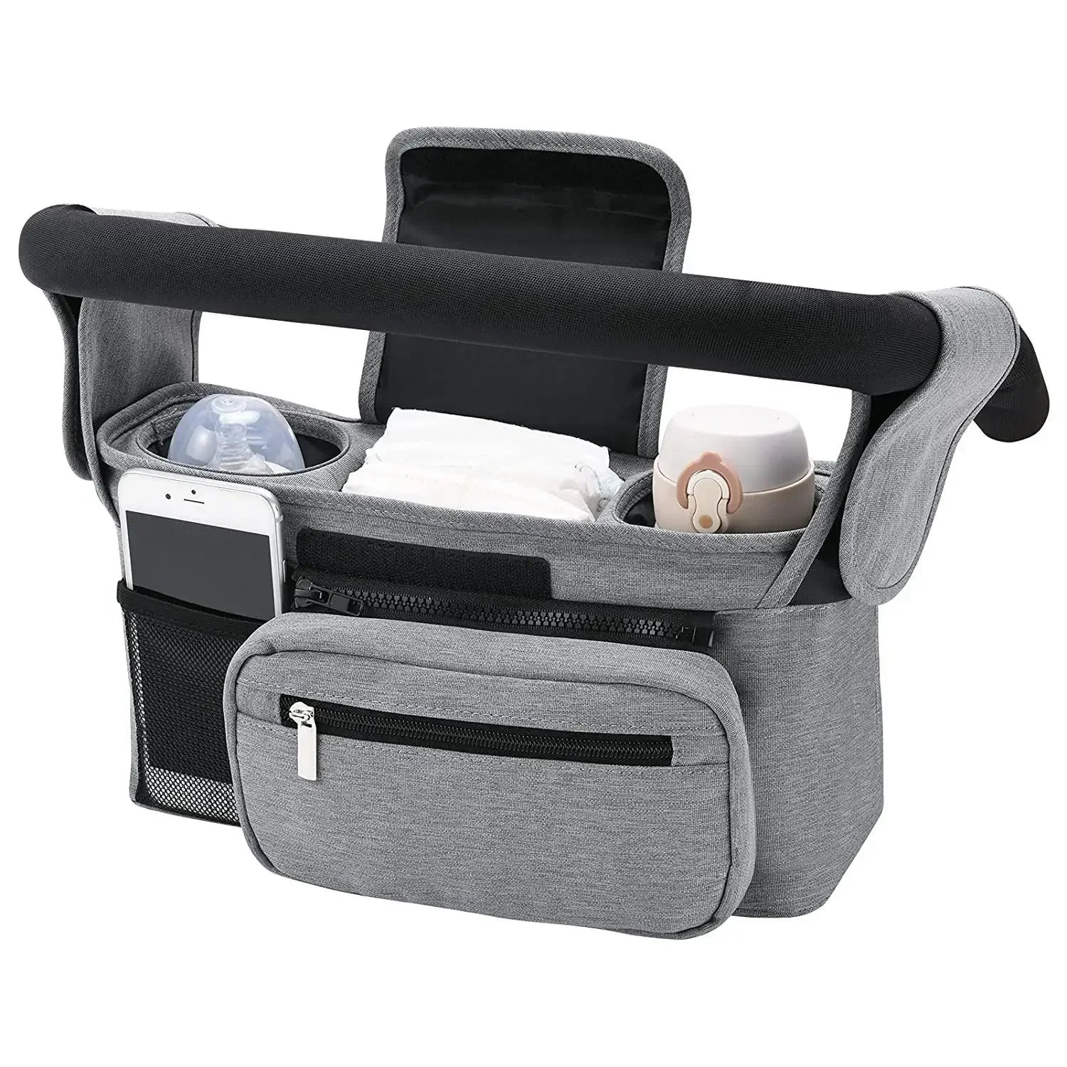 Stroller Organizer Bag – Large Capacity Storage with Phone & Bottle Holders
