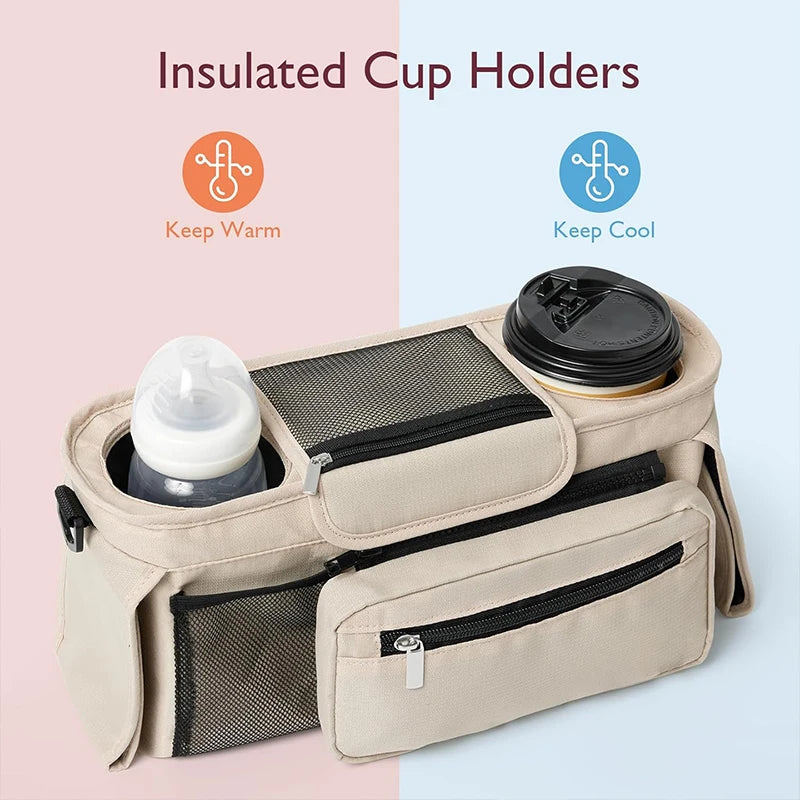Stroller Organizer Bag – Large Capacity Storage with Phone & Bottle Holders